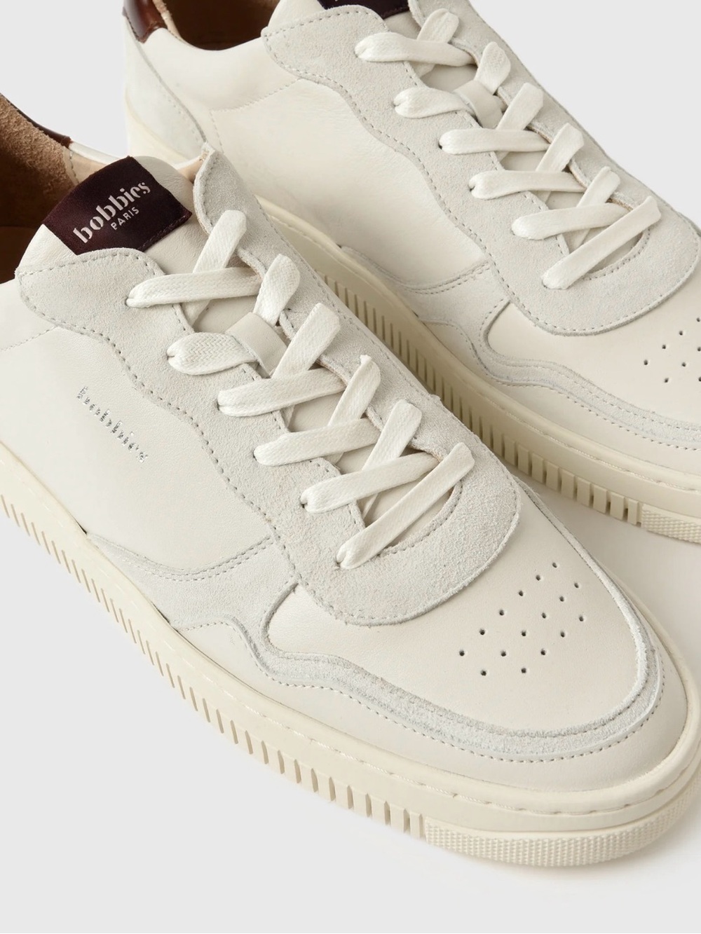 bobbies Paris Men’s Off-White Leather & Suede Low-Top Sneakers